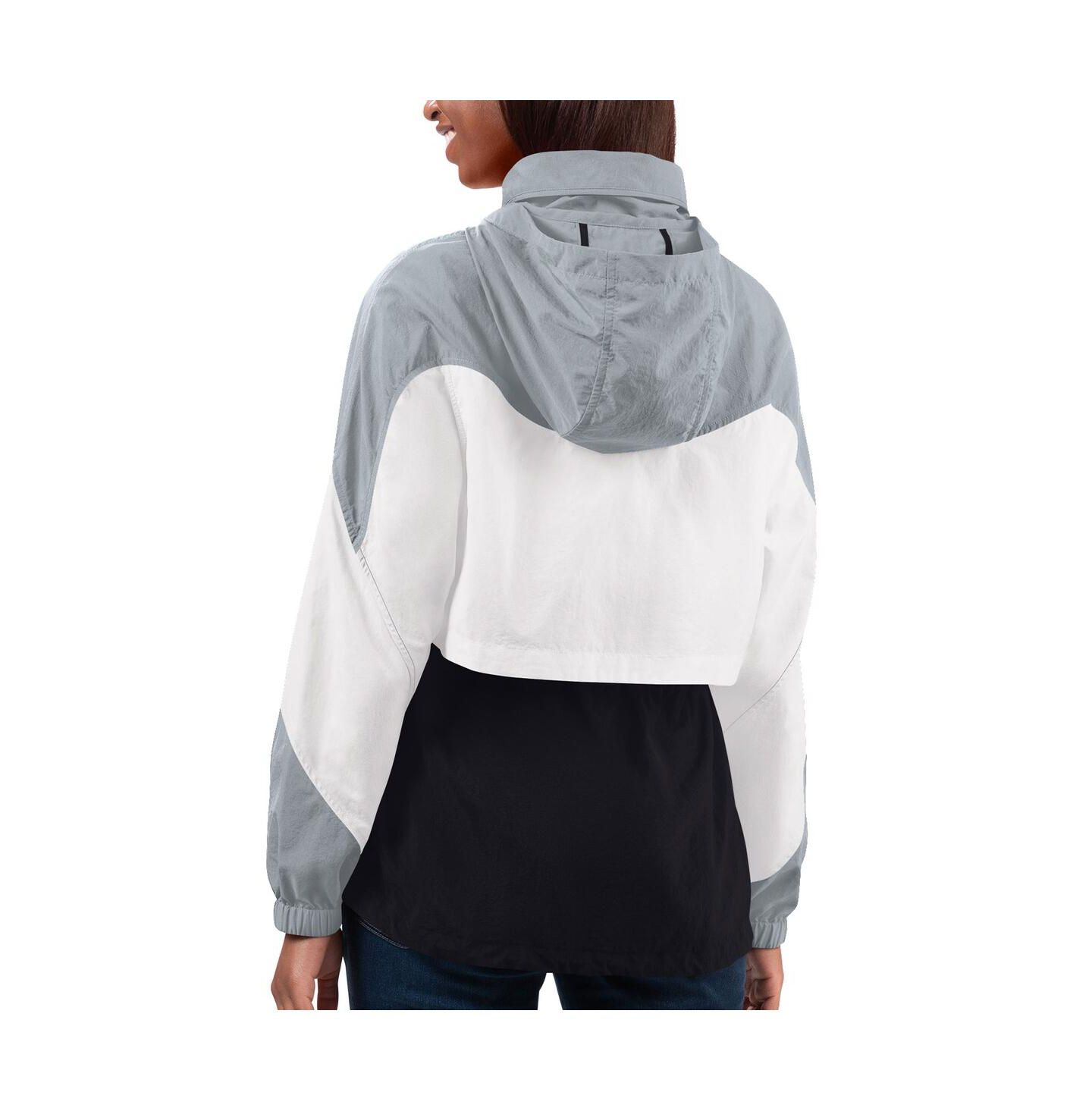 Женская куртка G-III 4Her by Carl Banks Black, Silver Las Vegas Raiders Tie Breaker Lightweight Quarter-Zip — фото 2
