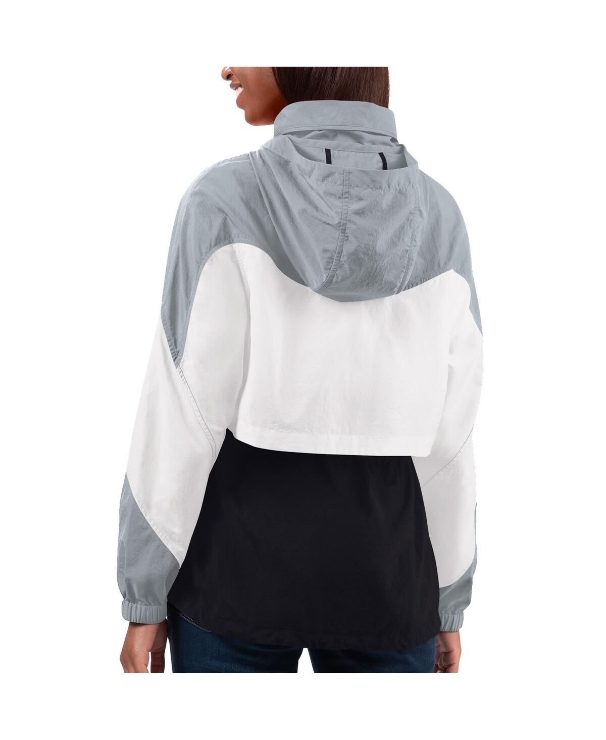 G-iii 4her By Carl Banks Women's  Black, Silver Las Vegas Raiders Tie Breaker Lightweight Quarter-zip In Black,silver
