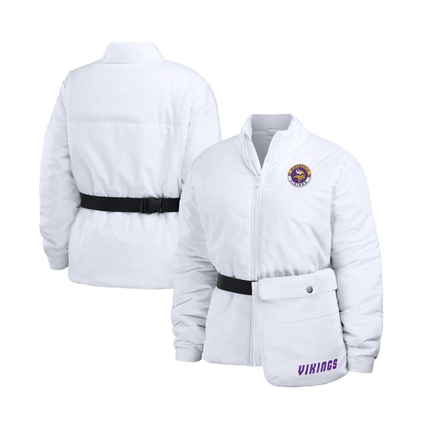 Женская куртка WEAR by Erin Andrews White Minnesota Vikings Packaway Full-Zip Puffer — фото 1