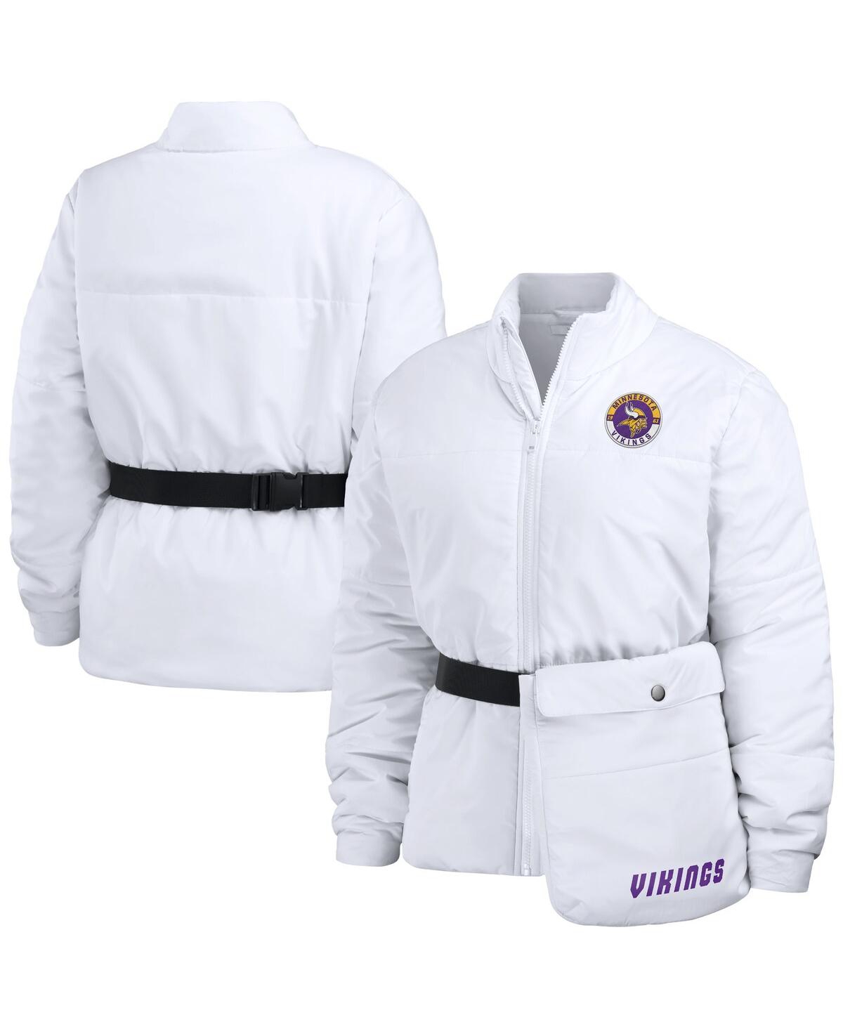 Wear By Erin Andrews Women's  White Minnesota Vikings Packaway Full-zip Puffer Jacket