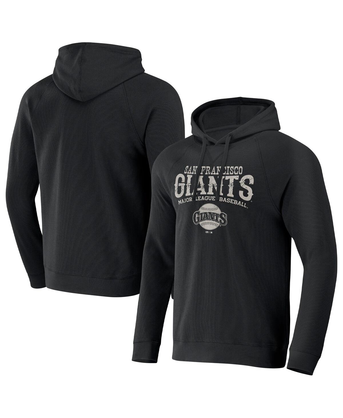 Men's Darius Rucker Collection by Fanatics Black Distressed San Francisco Giants Waffle-Knit Raglan Pullover Hoodie - Black