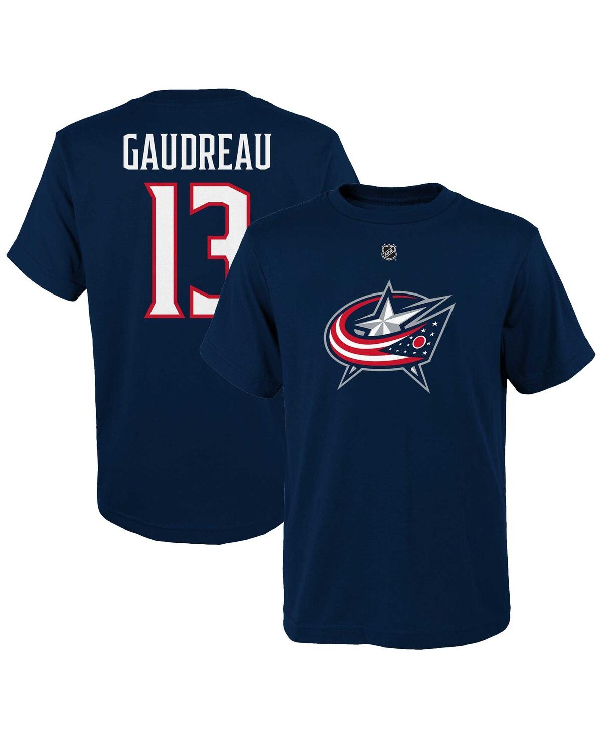 Outerstuff Kids' Big Boys And Girls Johnny Gaudreau Navy Columbus Blue Jackets Player Name And Number T-shirt
