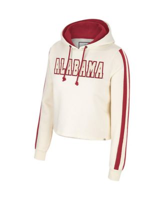 Women's Cream Alabama Crimson Tide Perfect Date Cropped Pullover Hoodie