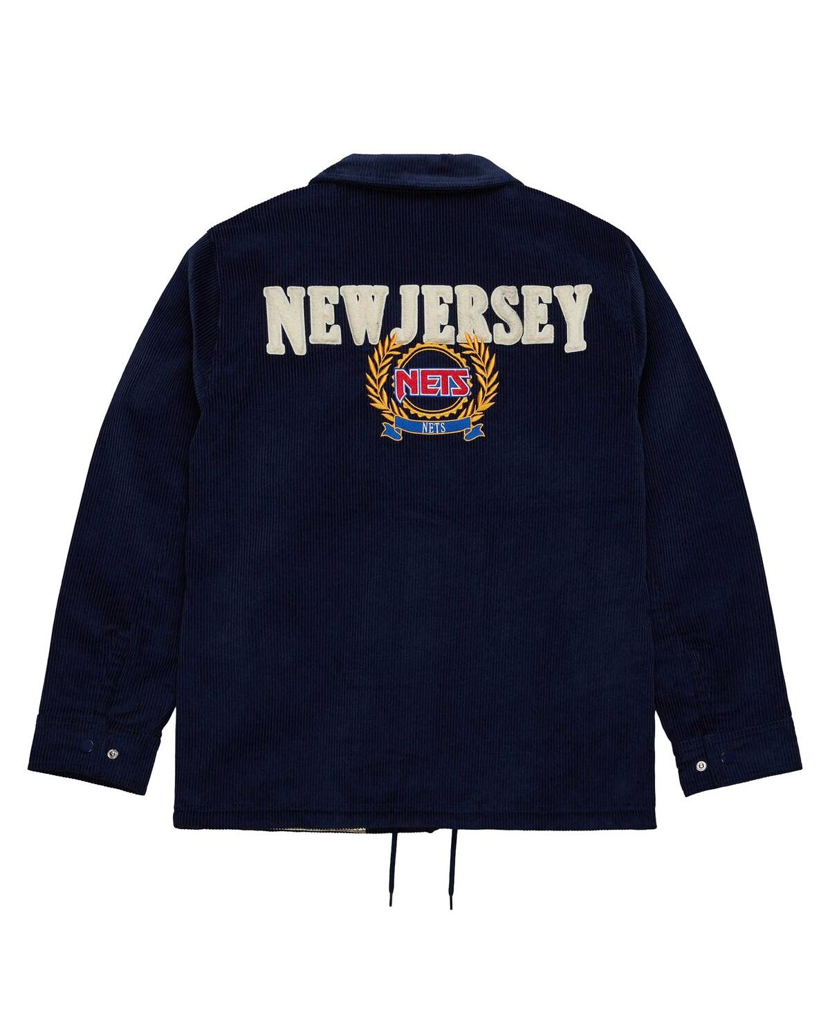 Shop Mitchell & Ness Men's  Navy New Jersey Nets Hardwood Classics Coaches Full-snap Jacket