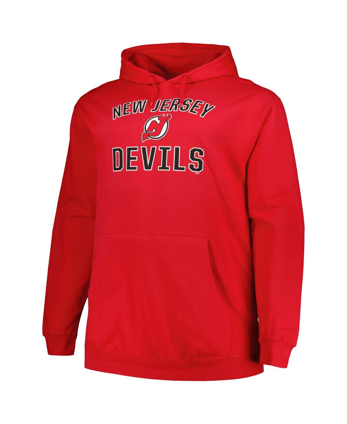 Shop Profile Men's  Red New Jersey Devils Big And Tall Arch Over Logo Pullover Hoodie