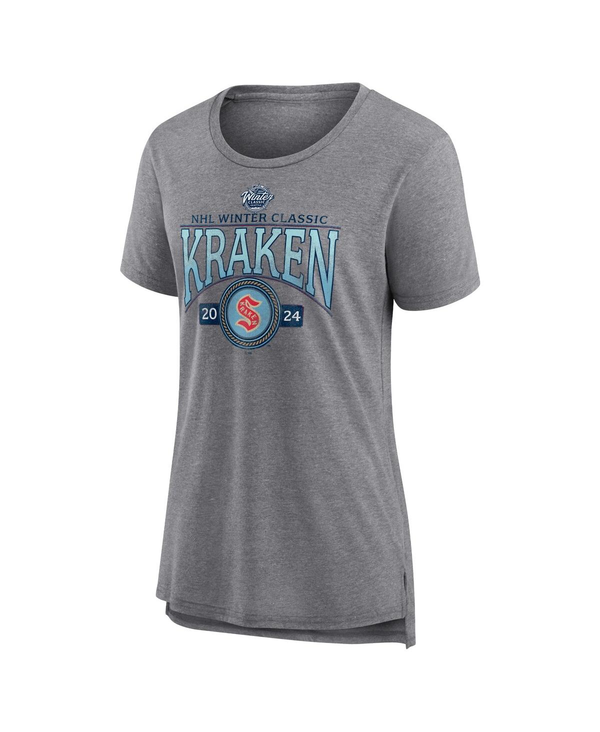 Women's FanaticsSeattle Kraken 2024 Nhl Winter Classic Distressed Tri-Blend T-shirt - Heather Gray