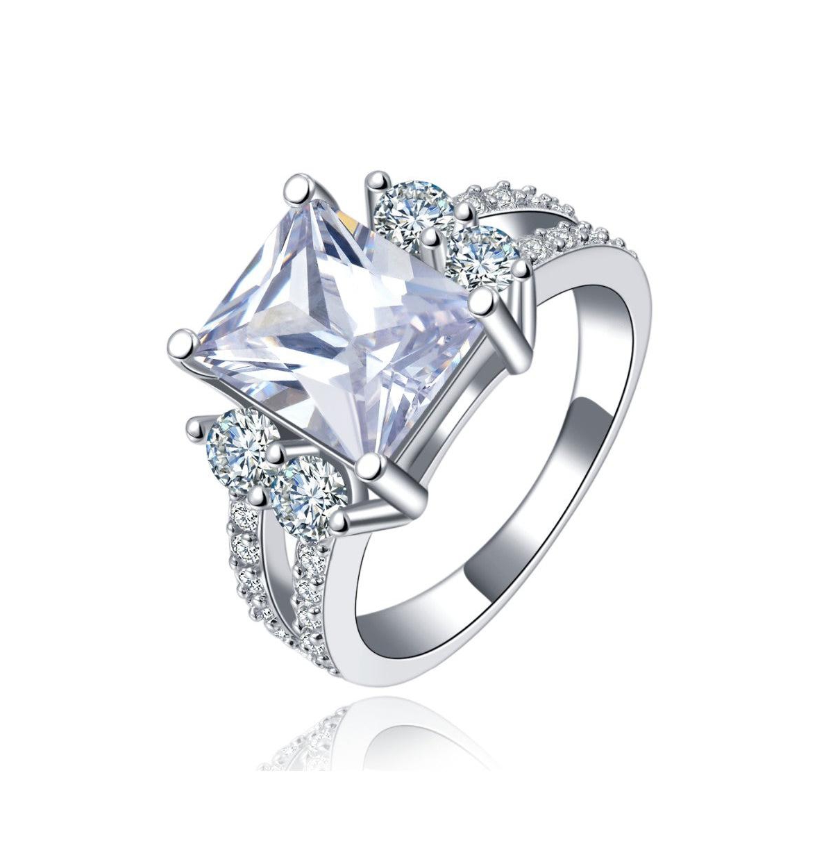 Princess Cut Cubic Zirconia Ring for Women - Silver