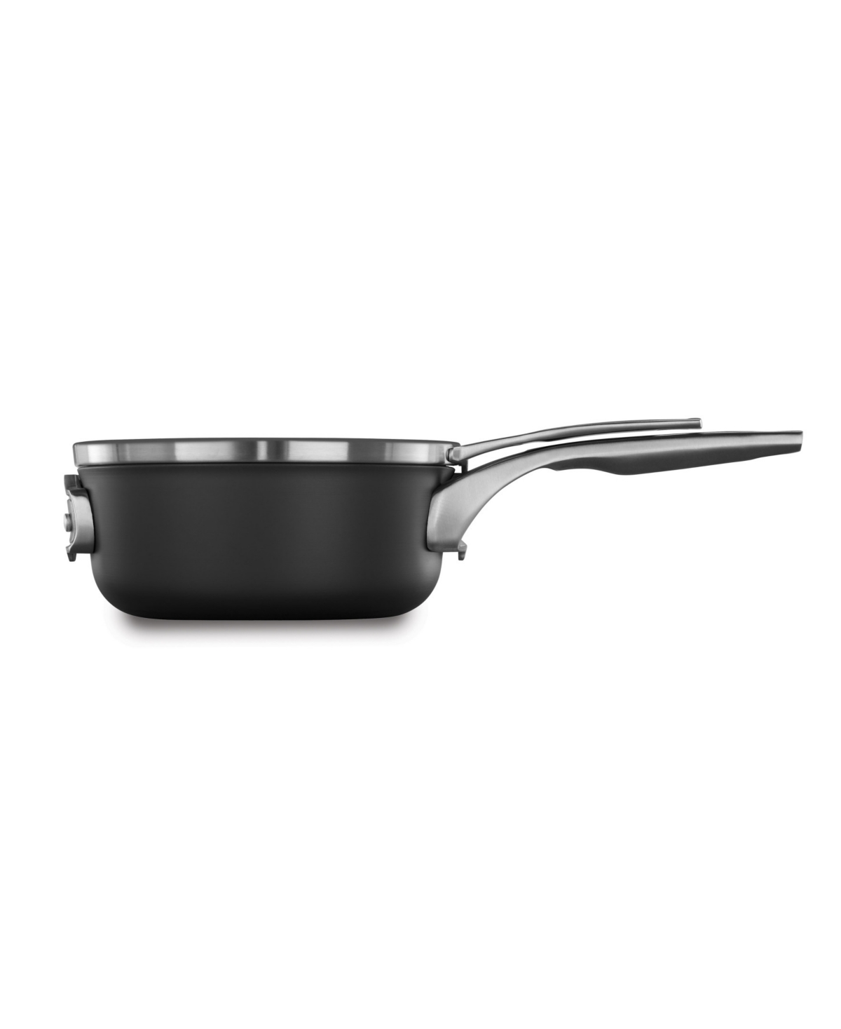 Shop Calphalon Premier Space-saving Hard-anodized Aluminum Nonstick, 2.5-quart Sauce Pan With Lid In Black,stainless Steel