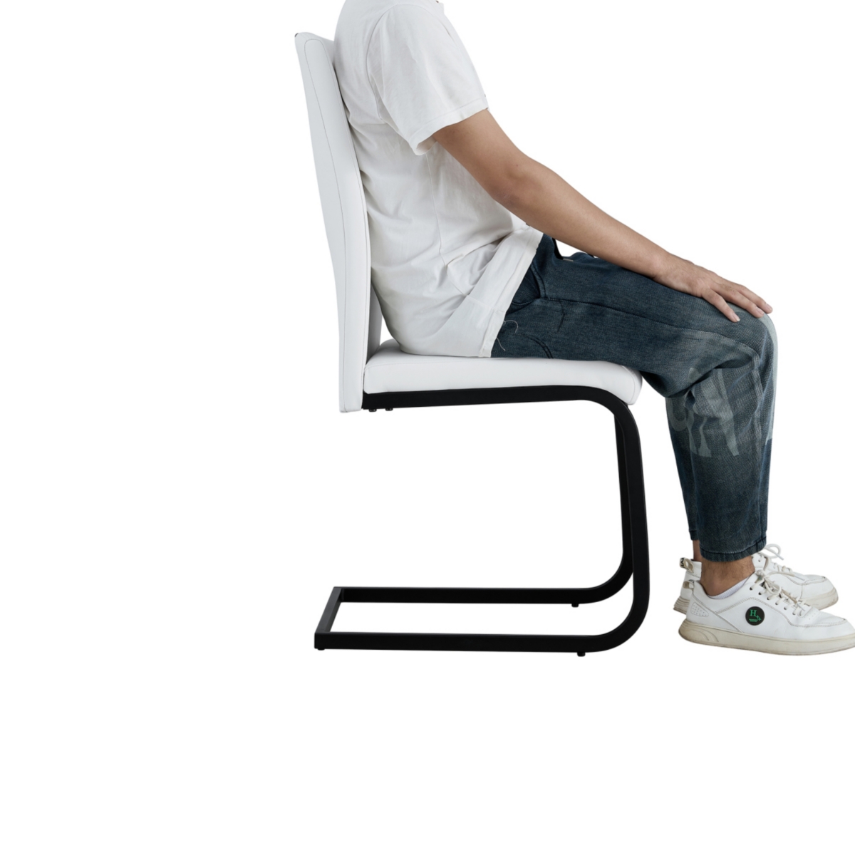 Simplie Fun Dining Chairs Set Of 2, White Pu Chair Modern Kitchen Chair With Metal Leg