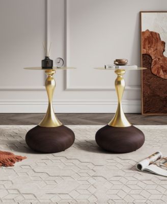 Patchin 15.75" Wide 2-Piece Gold-Tone Tabletop End Table Set