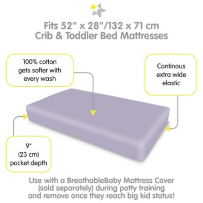 Cotton Percale Fitted Sheet, For 52" x 28" Crib & Toddler Bed Mattress (2-Pack)