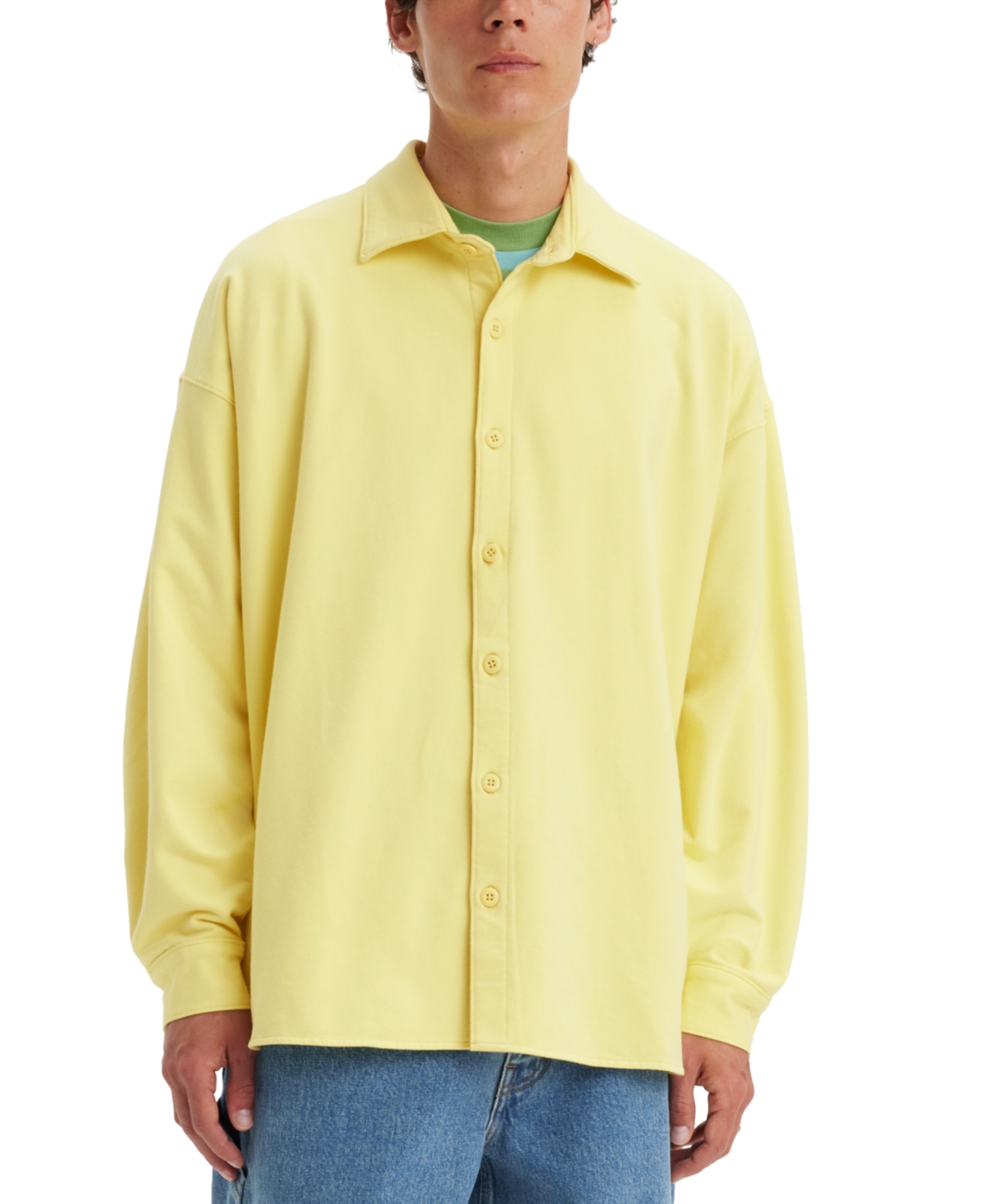 Shop Levi's Men's Relaxed-fit Button-up Fleece Skate Sweatshirt In Custard