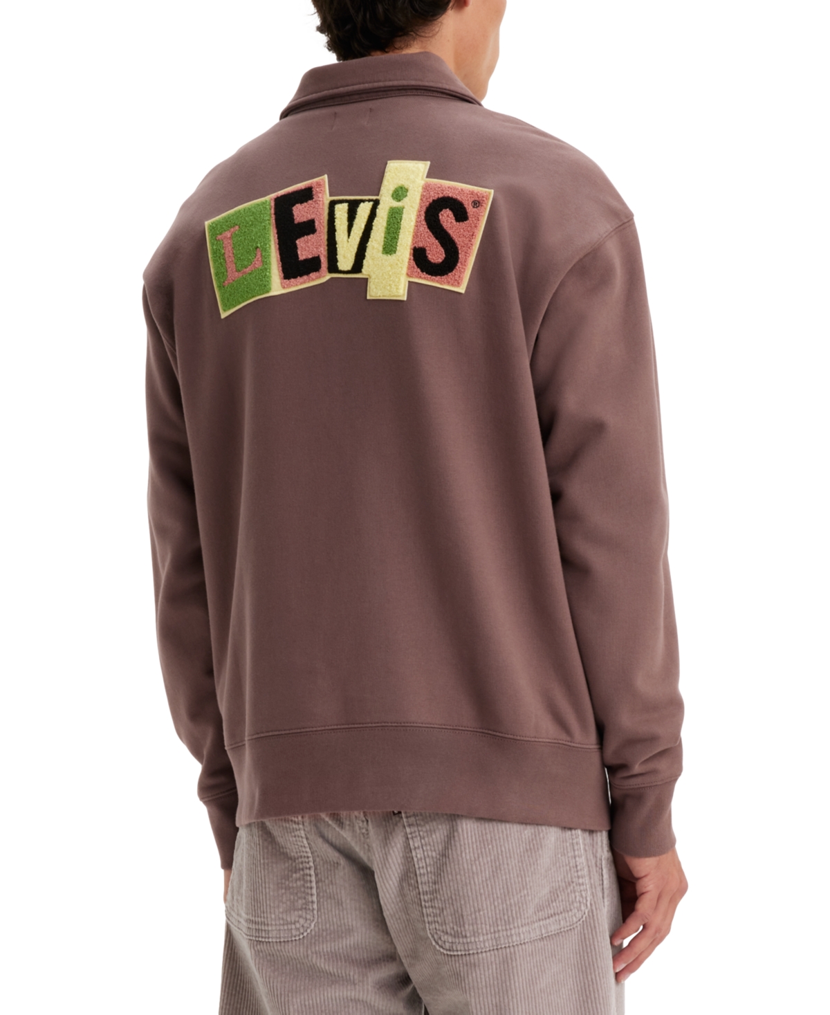 Shop Levi's Men's Relaxed-fit Quarter-zip Sweatshirt In Peppercorn