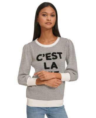 KARL LAGERFELD PARIS - Women's C'est La Vie Striped Sweater