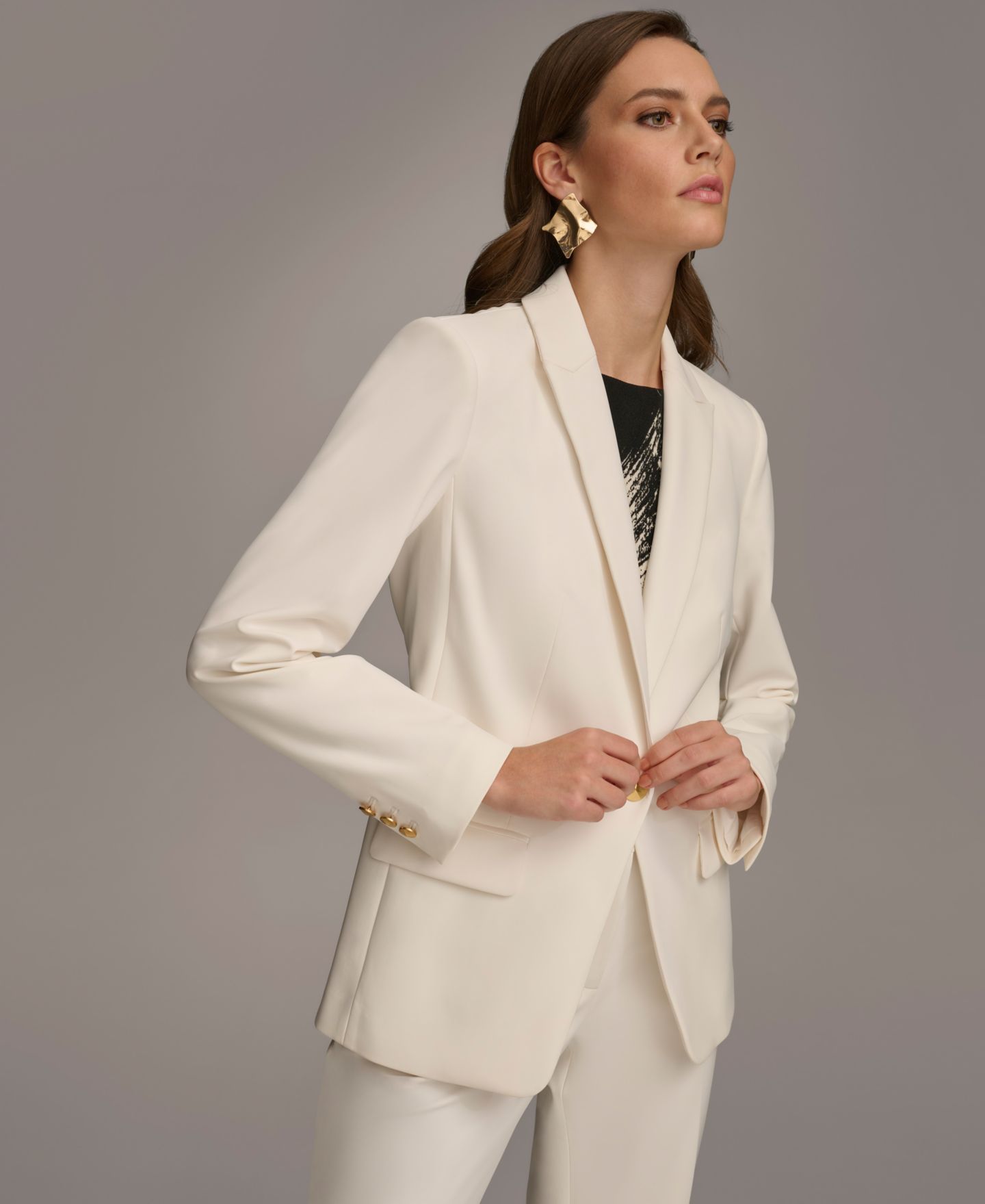 Женский пиджак Donna Karan New York One Button Blazer, цвет: Кремовый — фото 3
