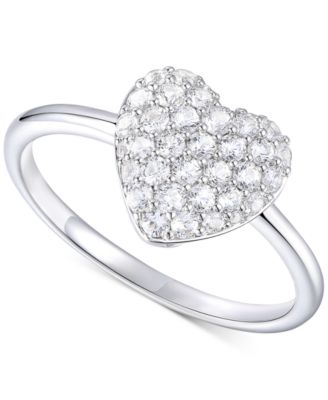Macy's - Diamond Pav&eacute; Heart Ring (1/2 ct. t.w.) in 10k White Gold