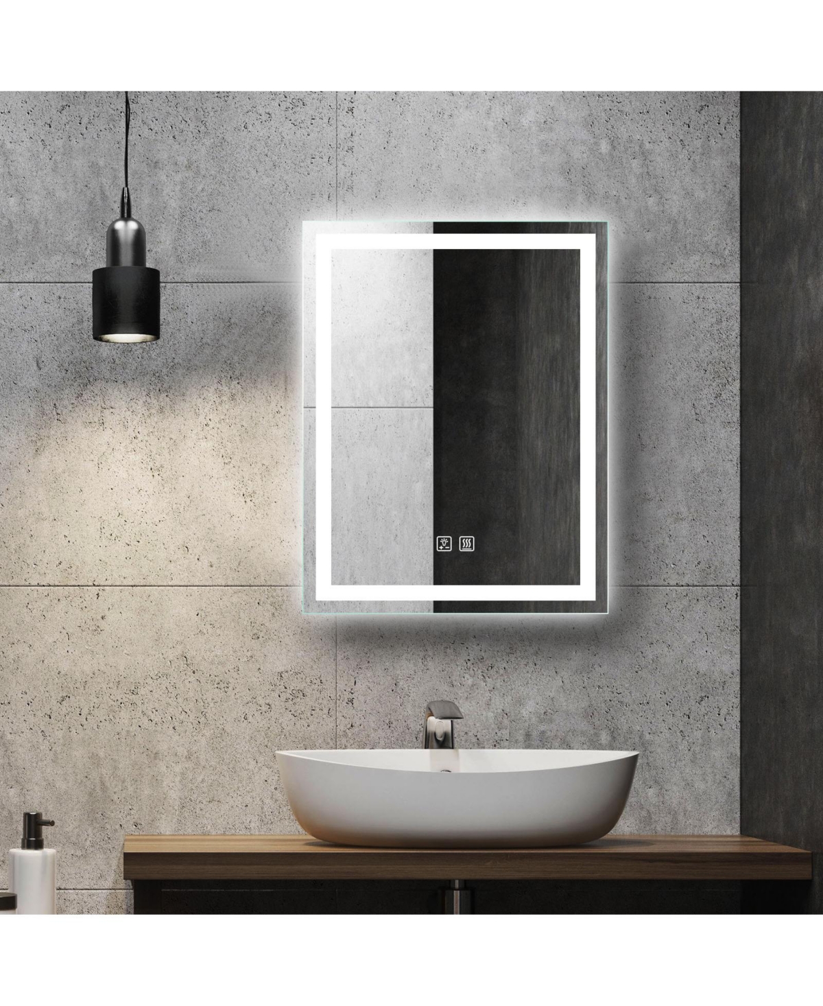 24 in. W x 30 in. H Rectangular Frameless Led Light with 3-Color and Anti-Fog Wall Mounted Bathroom Vanity Mirror - Silver