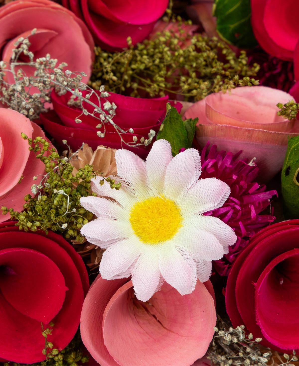 Northlight Mixed Floral With Daisies And Berries Artificial Valentine's Day Heart Wreath, 10.25" In Red