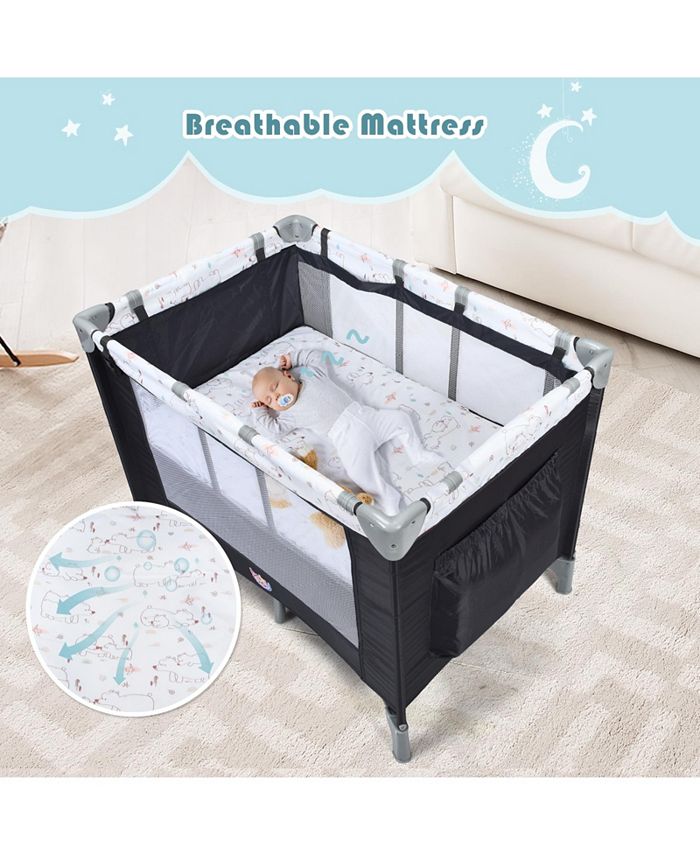 Slickblue Portable Baby Playard Playpen Nursery Center with Mattress ...