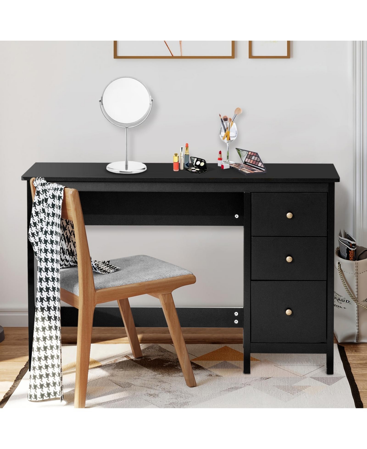 3-Drawer Home Office Study Computer Desk with Spacious Desktop