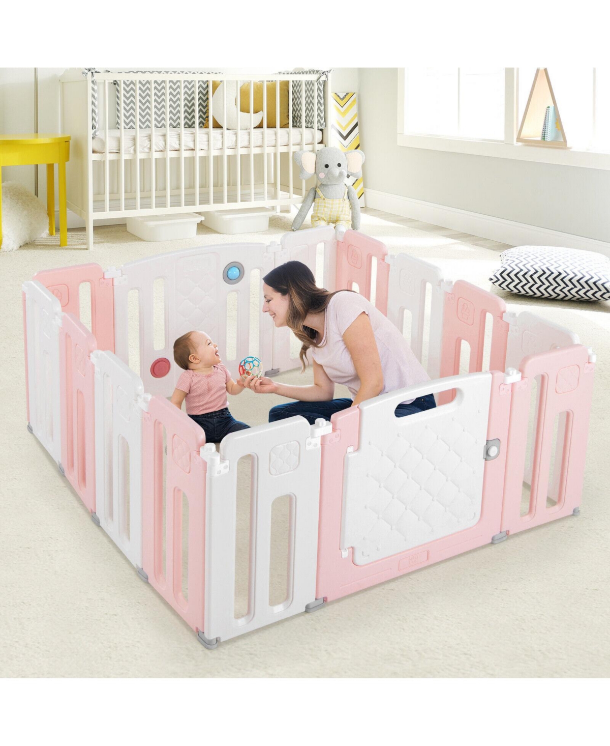 14 Panels Kids Safety Activity Play Center with Drawing Board