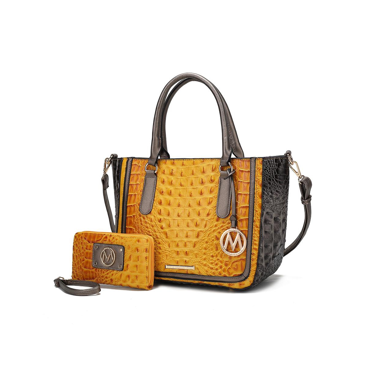 Mkf Collection Bonnie Gradient Rainbow Faux Crocodile-Embossed Satchel Bag with Wallet By Mia K