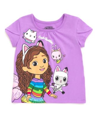 Toddler Girls Dreamworks Gabbys Dollhouse T-Shirt Tulle Mesh Skirt and Scrunchie 3 Piece Outfit Set