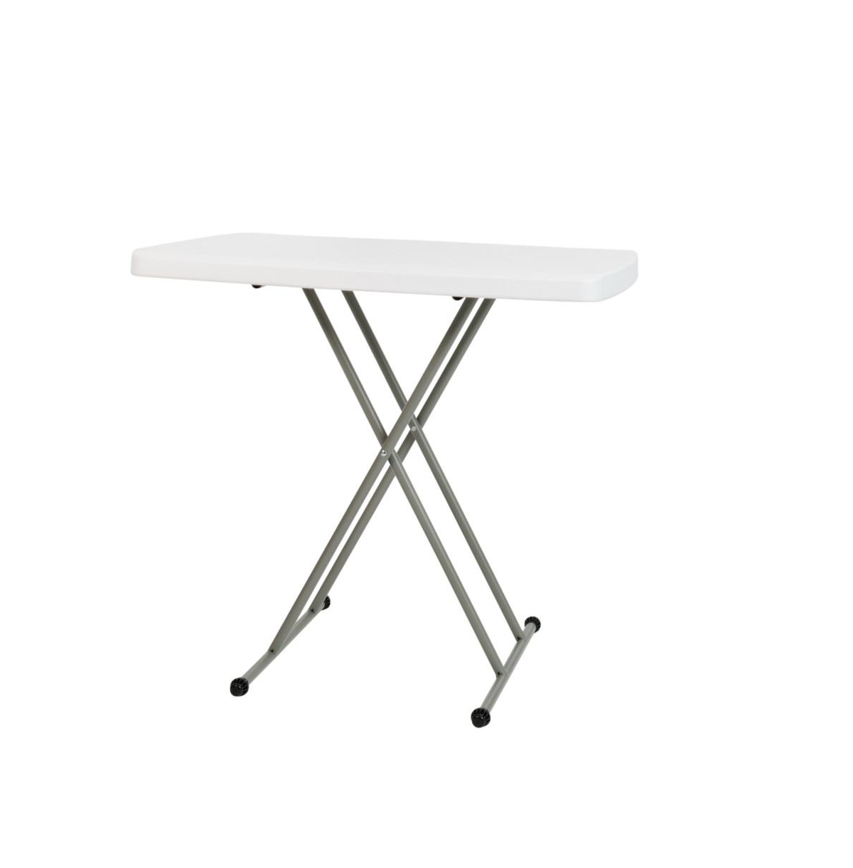 Emma+oliver Height Adjustable Plastic Folding Tv Tray/laptop Table In Granite White