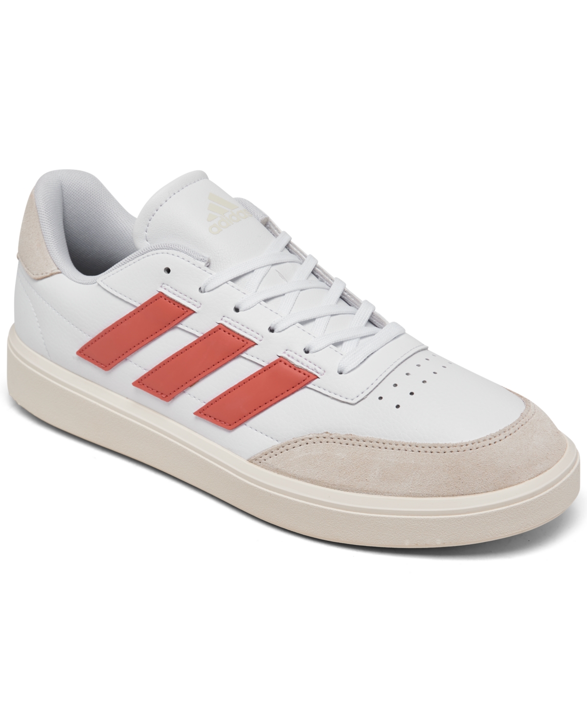 Adidas Originals Men's Courtblock Lifestyle Casual Sneakers From Finish Line In White,preloved Scarlet