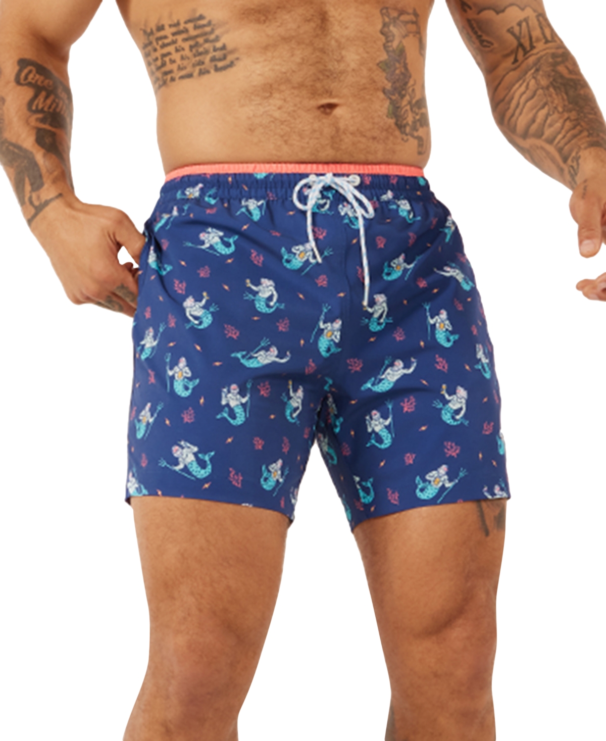 Shop Chubbies Men's The Triton Of The Seas Quick-dry 5-1/2" Swim Trunks With Boxer Brief Liner In Navy