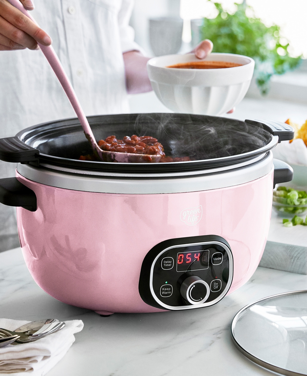 Shop Greenlife Cook Duo Healthy 6qt Ceramic Nonstick Slow Cooker In Pink