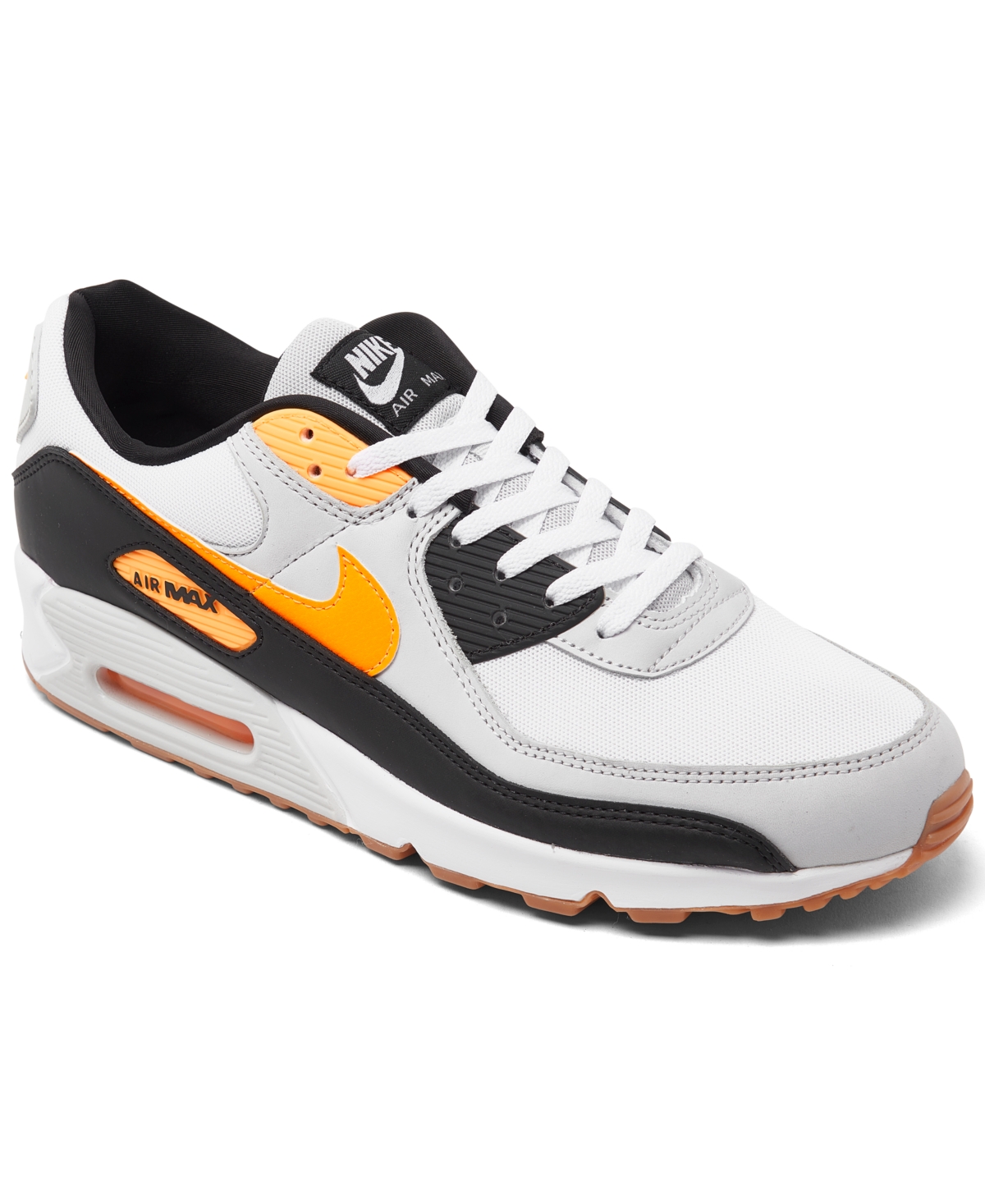 Men's Air Max 90 Casual Sneakers from Finish Line - White, Laser Orange