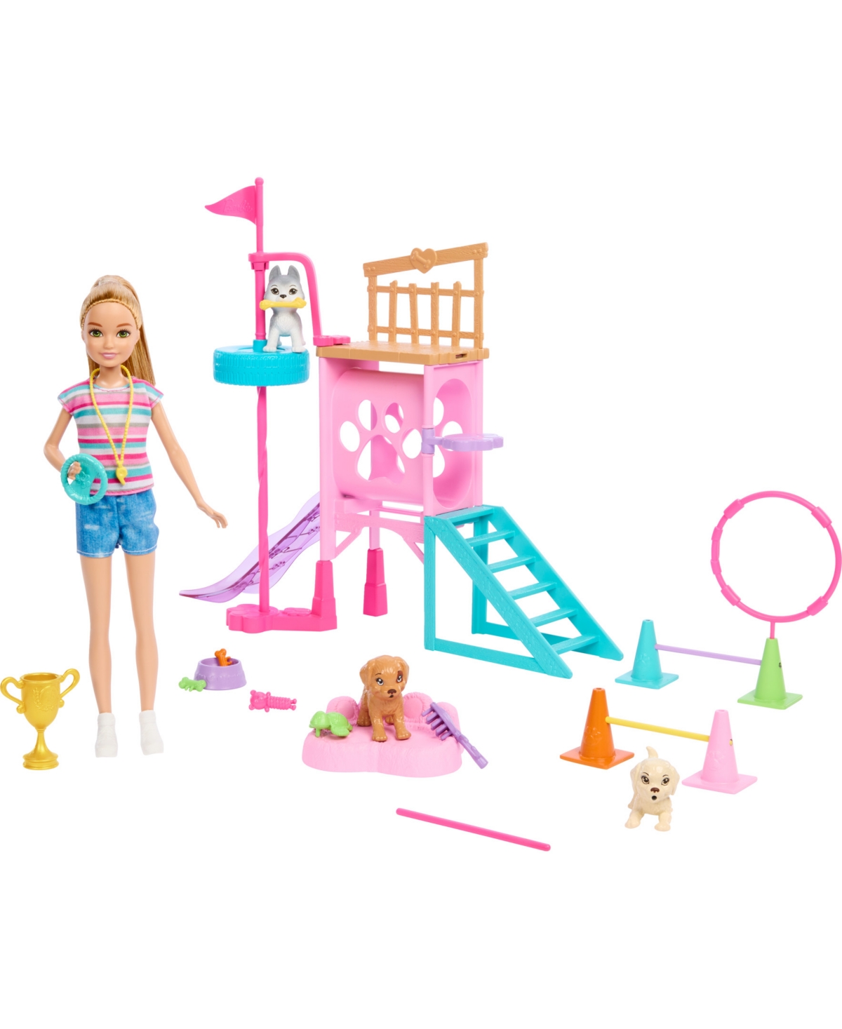 Barbie Kids' And Stacie To The Rescue Puppy Playground Play Set With Doll, 3 Pet Dog Figures, And Accessories In Multi