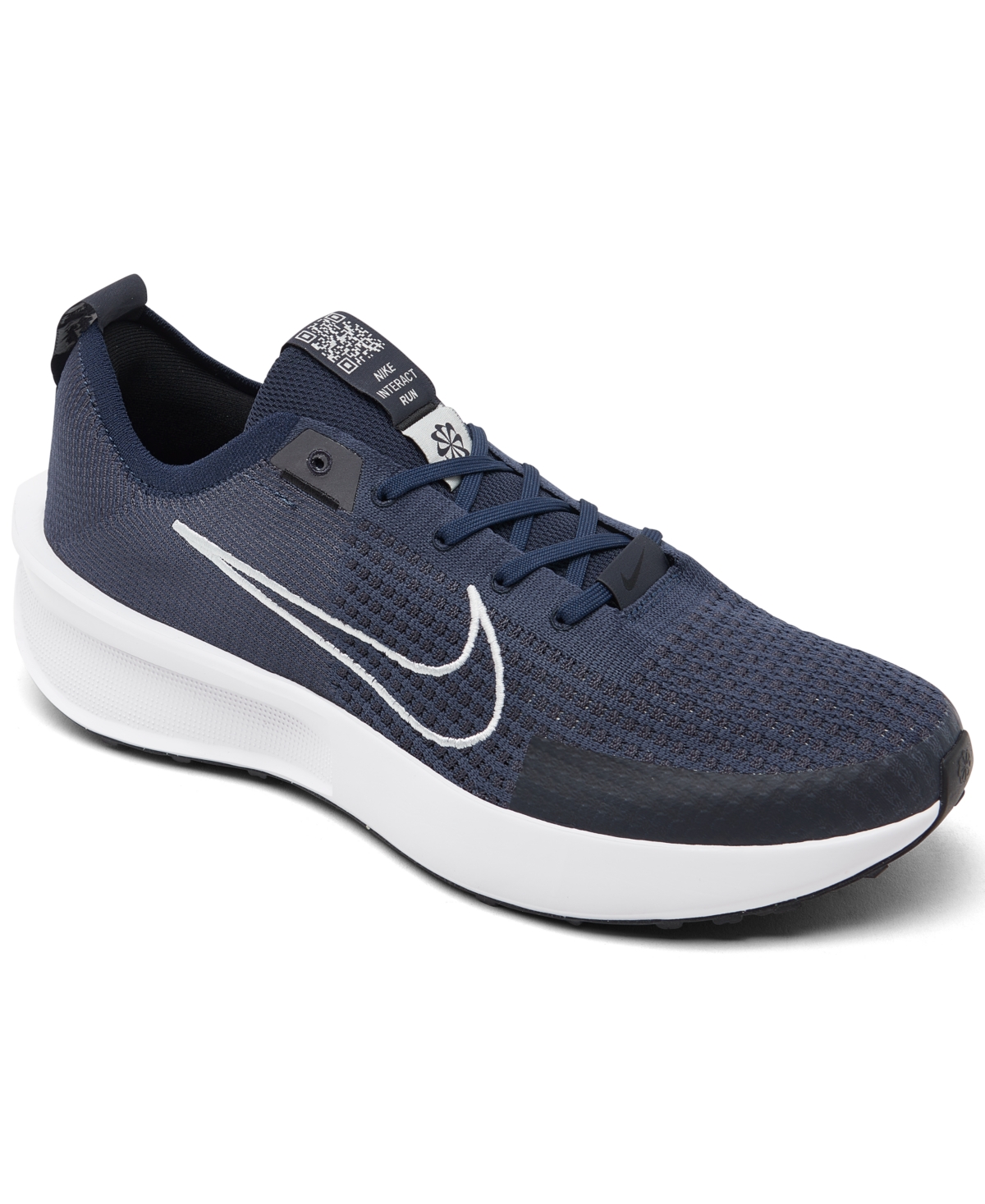 Shop Nike Men's Interact Run Running Sneakers From Finish Line In College Navy,white