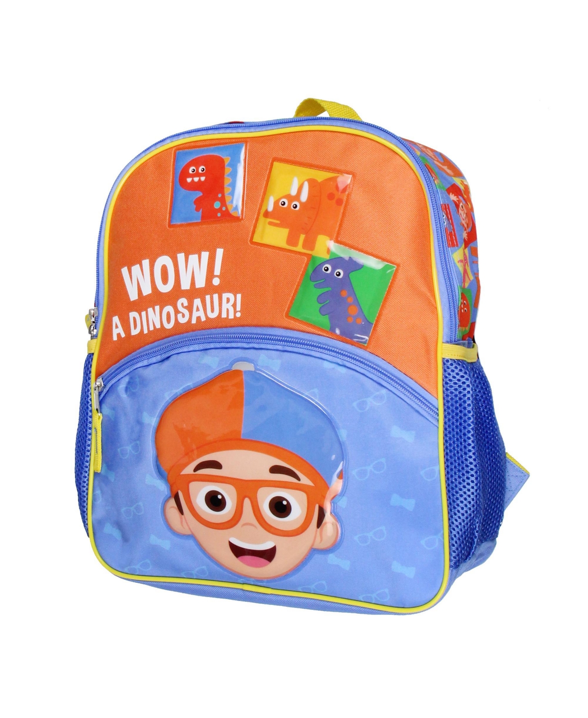 Blippi Wow! A Dinosaur 14" Kids School Travel Backpack Bag w/ Raised Character Designs