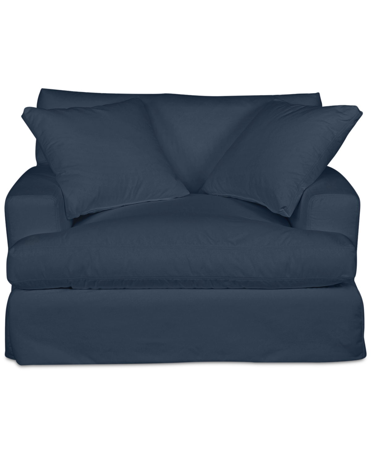 Shop Macy's Brenalee 53" Performance Fabric Slipcover Chair And 1/2 In Peyton Navy