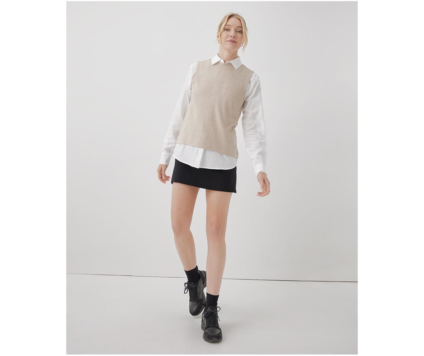 Женская юбка-шорты Pact Organic Cotton On the Go-To Pocket Skort, цвет: Чёрный — фото 2