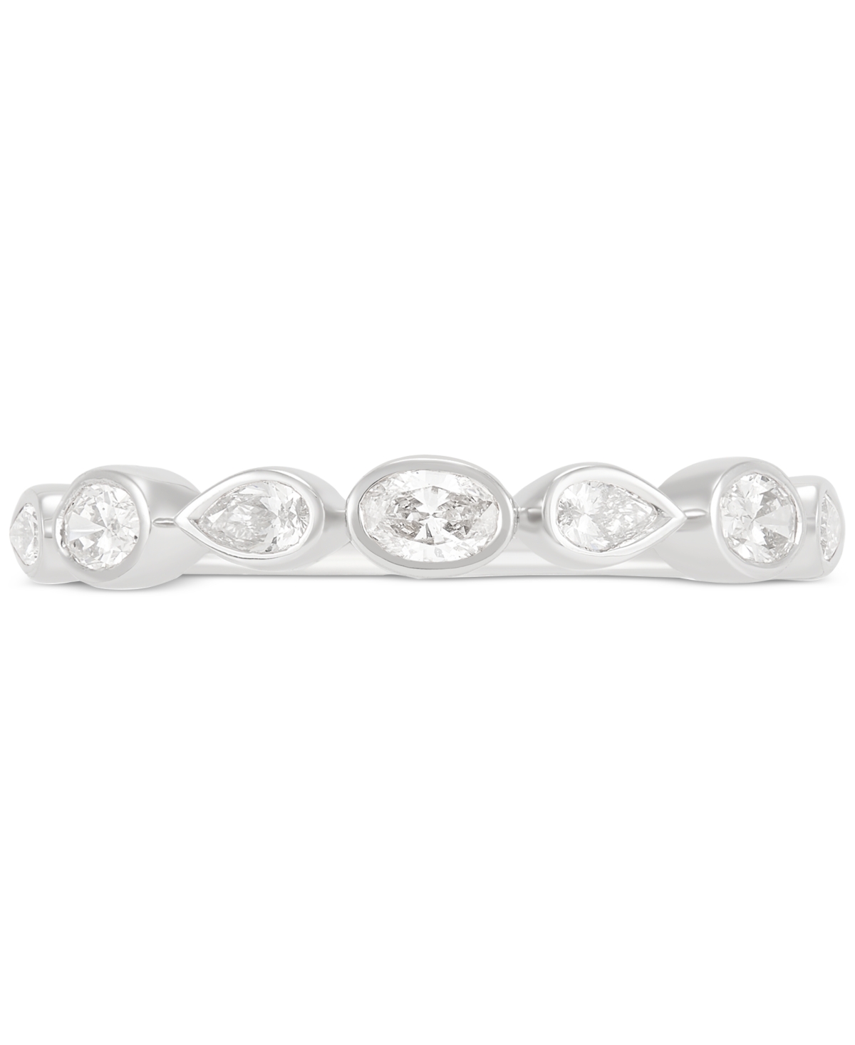 Diamond Oval & Pear Bezel Band (1/2 ct. t.w.) in 14k- White Gold