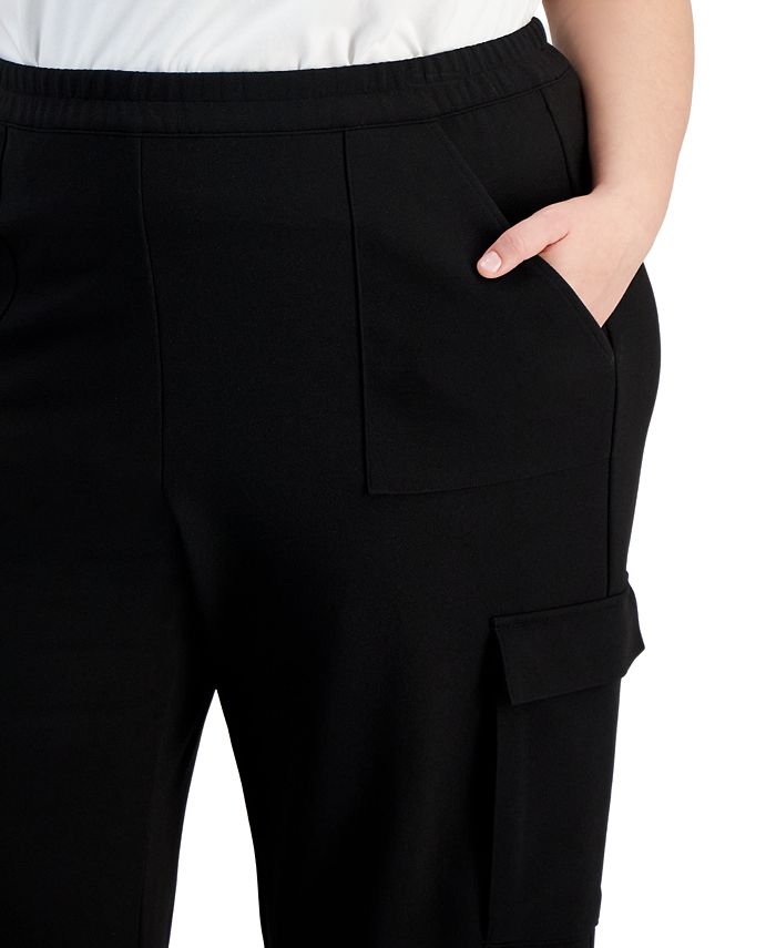 Bar III Trendy Plus Size Knit Cargo Trousers, Created for Macy's Macy's