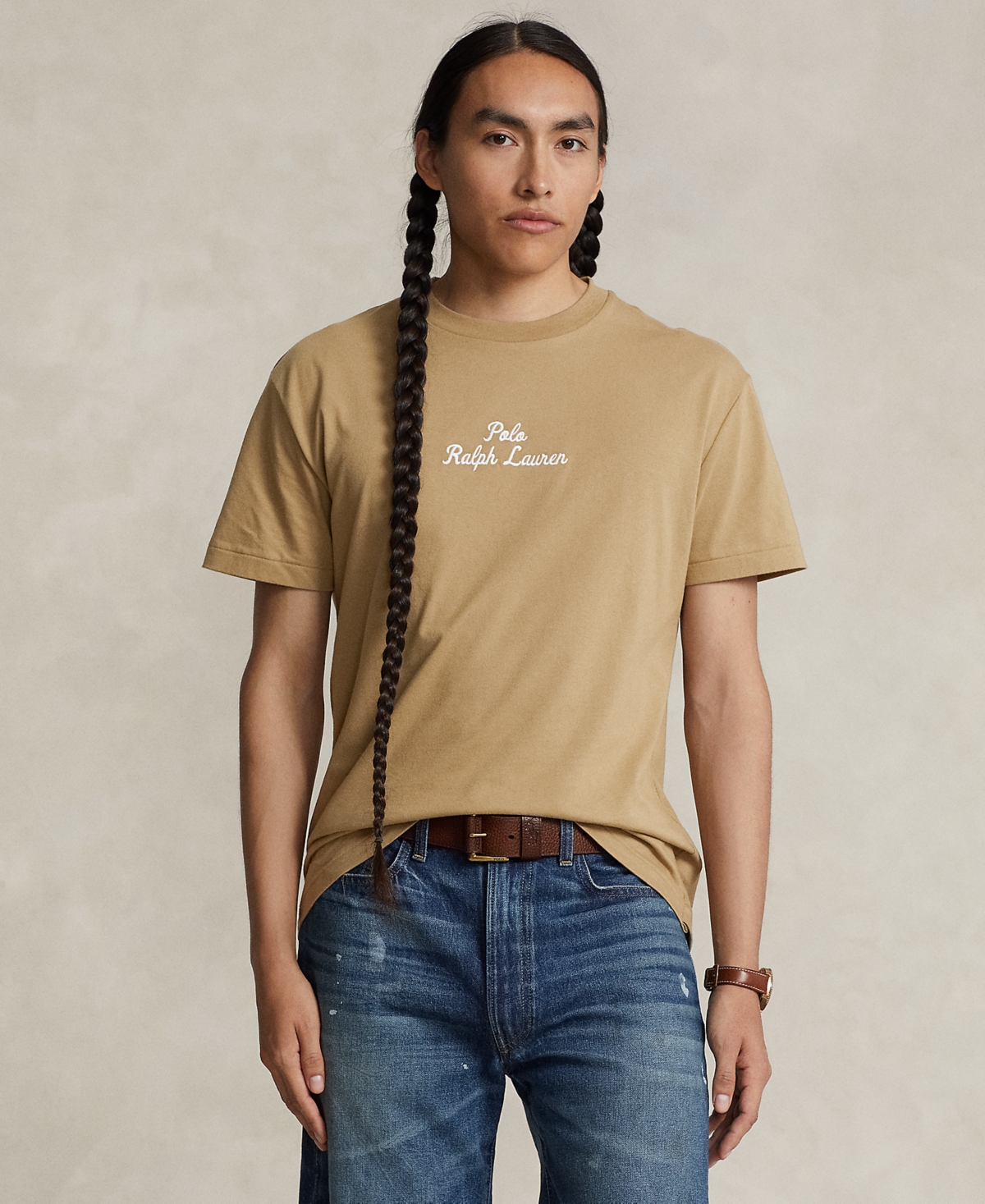 Shop Polo Ralph Lauren Men's Classic-fit Logo Jersey T-shirt In Desert Khaki