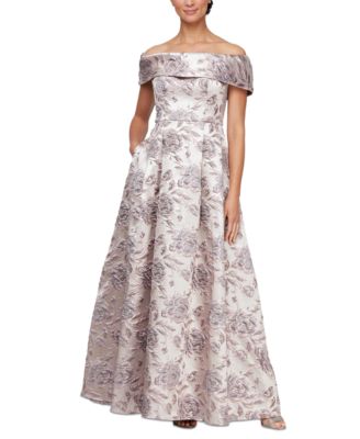 Alex Evenings Women s Off The Shoulder Jacquard Gown Macy s