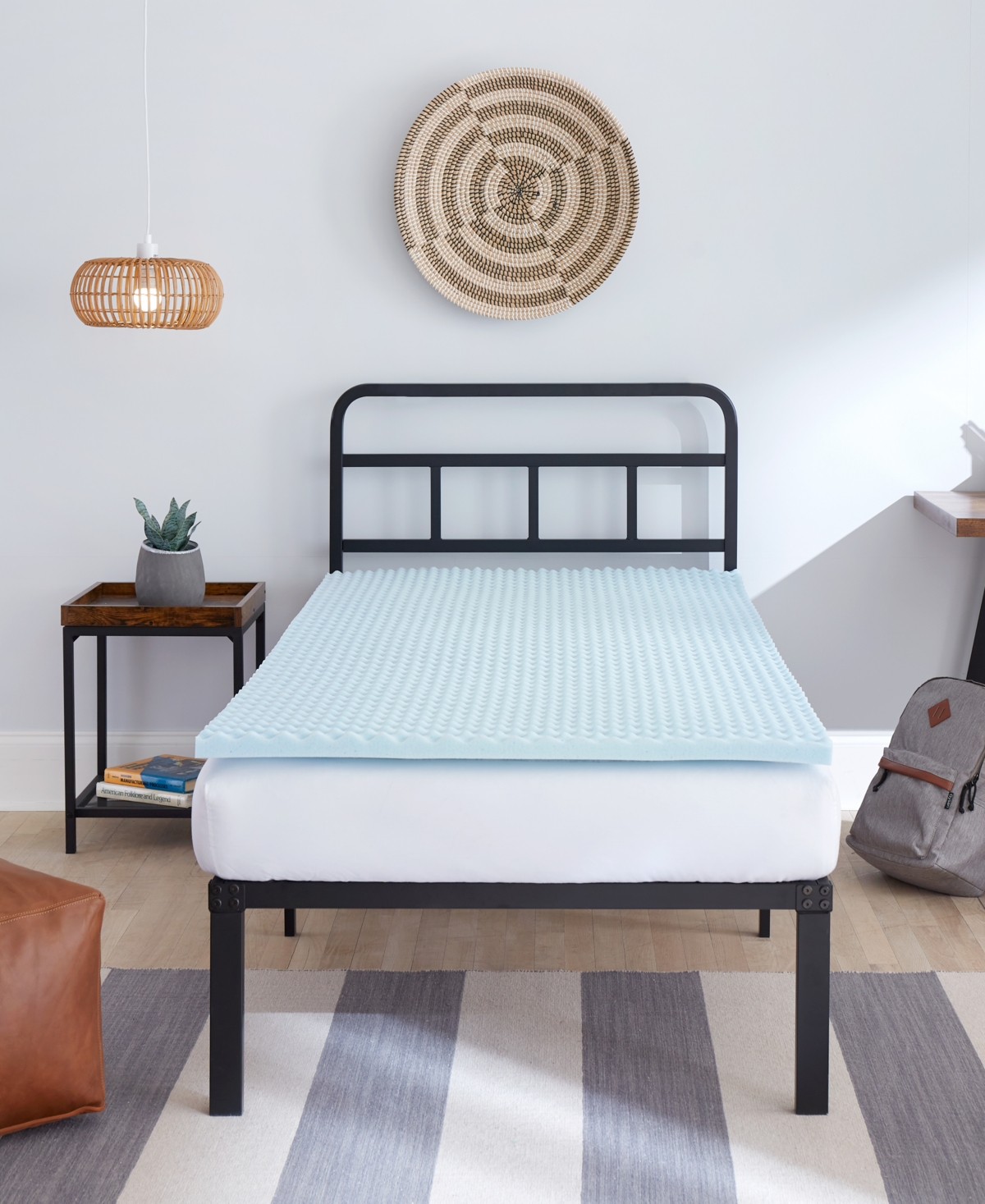 Prosleep Back To Campus 1.5" Convoluted Gel-infused Memory Foam Mattress Topper, Twin Xl, Exclusively At Macy In Blue