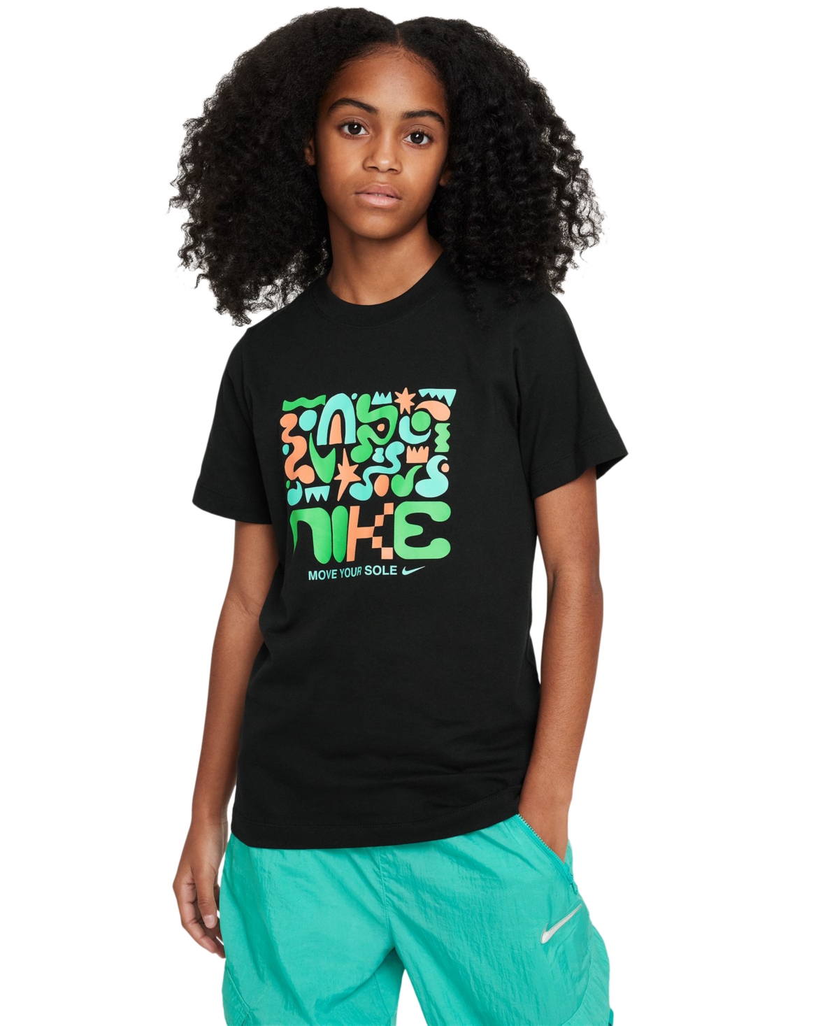 Shop Nike Big Kids Sportswear Printed Crewneck T-shirt In Black