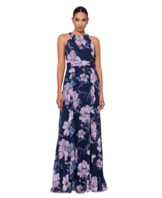 XSCAPE Women's Floral Chiffon Halter-Neck Gown - Macy's