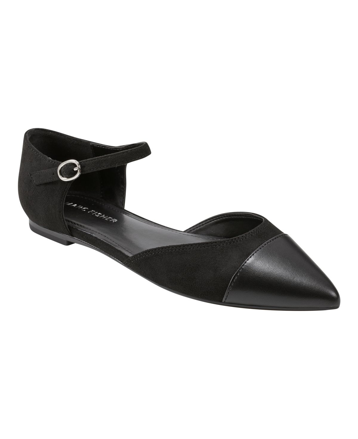 Women's Elesia Pointy Toe Dress Flat Shoes - Black- Faux Leather