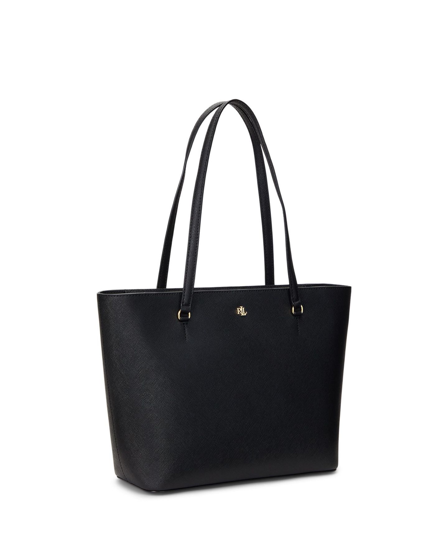 Сумка Lauren Ralph Lauren Crosshatch Leather Medium Karly Shopper Tote, цвет: Чёрный — фото 3
