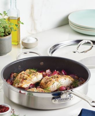 ProBond Clad TITUM&reg; Stainless Steel Nonstick 5-Quart Covered Saute Pan with Helper Handle