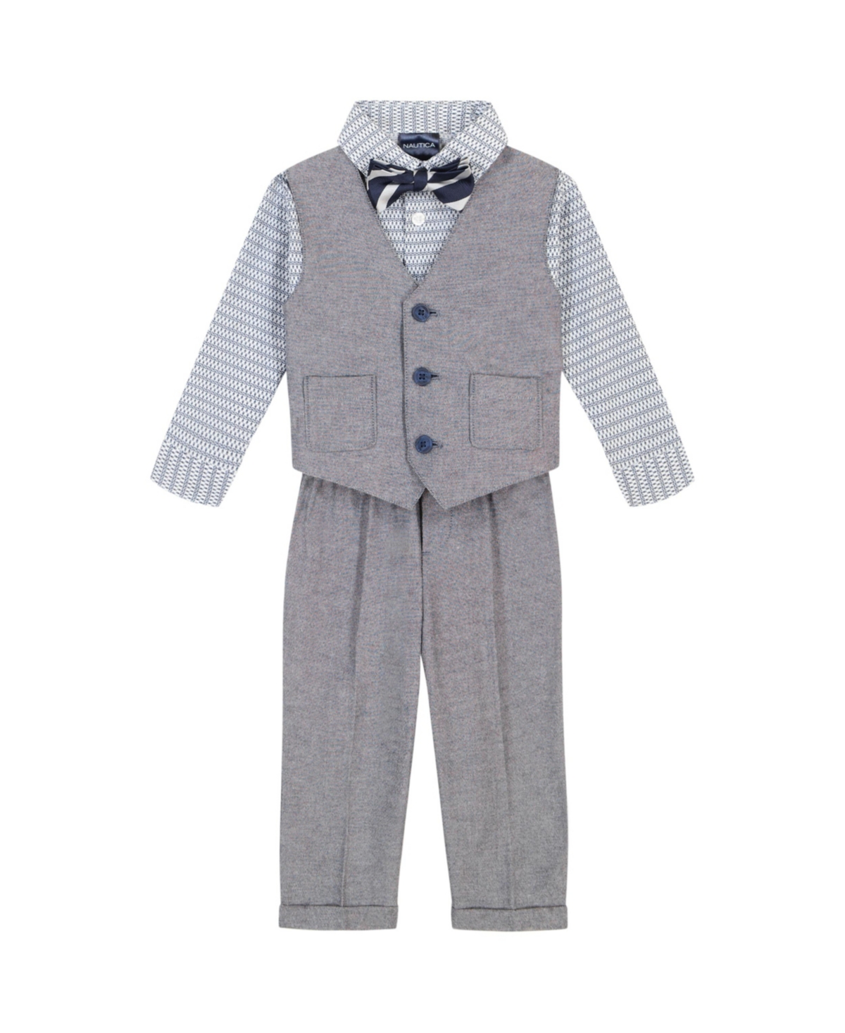 Shop Nautica Baby Boys Linen Look Vest Set In Medium Blue