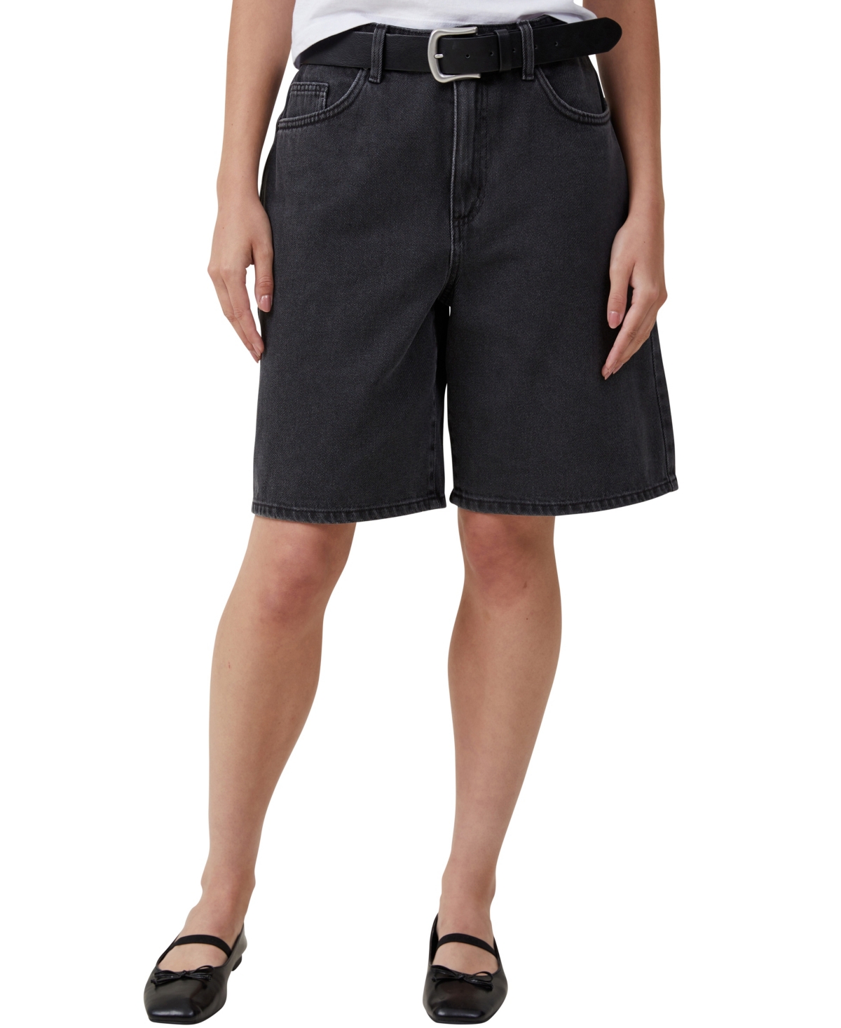 Women's Super Baggy Denim Jort Shorts - Graphite Black