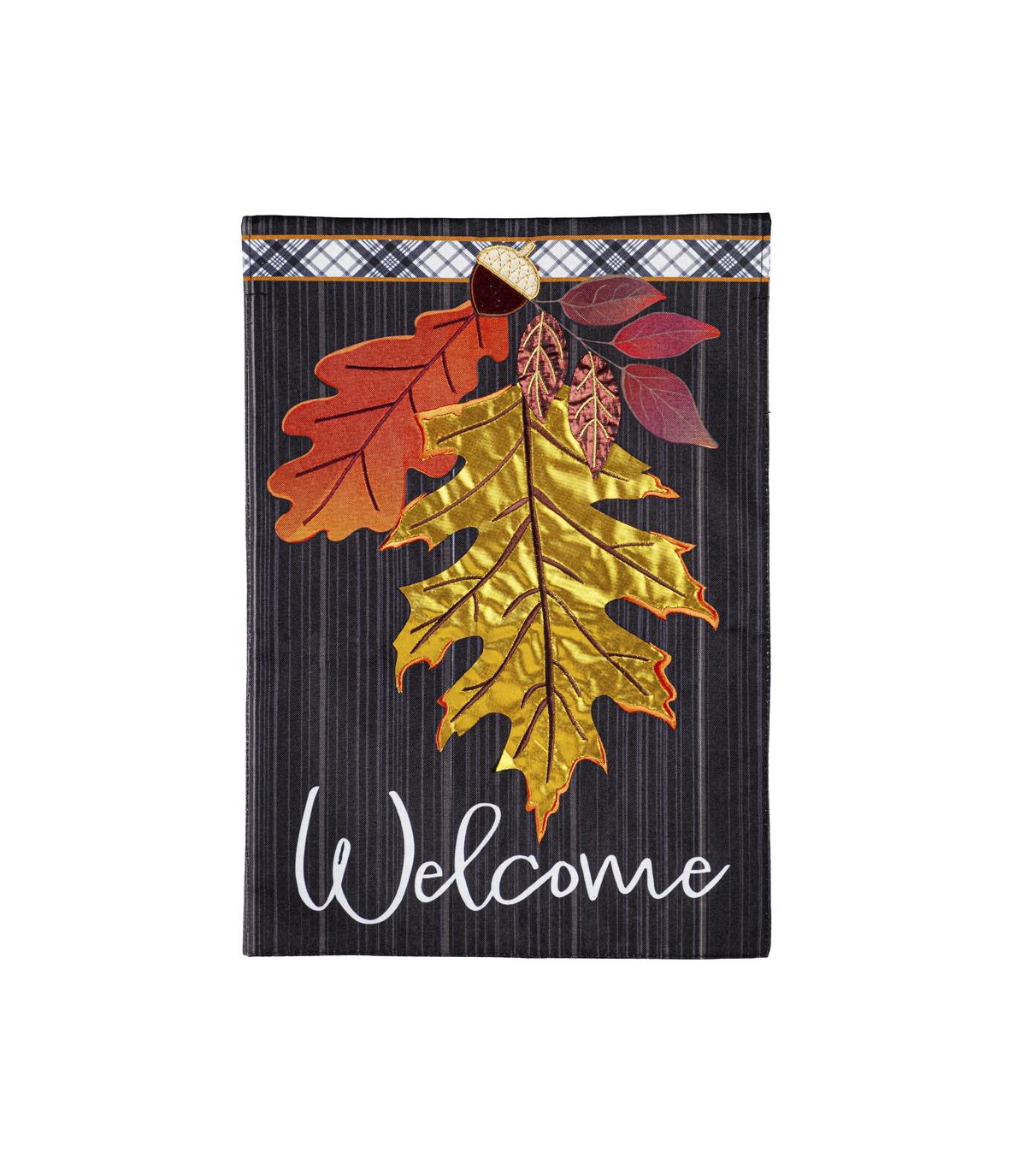 Welcome Autumn Leaves Garden Linen Flag - Multicolored